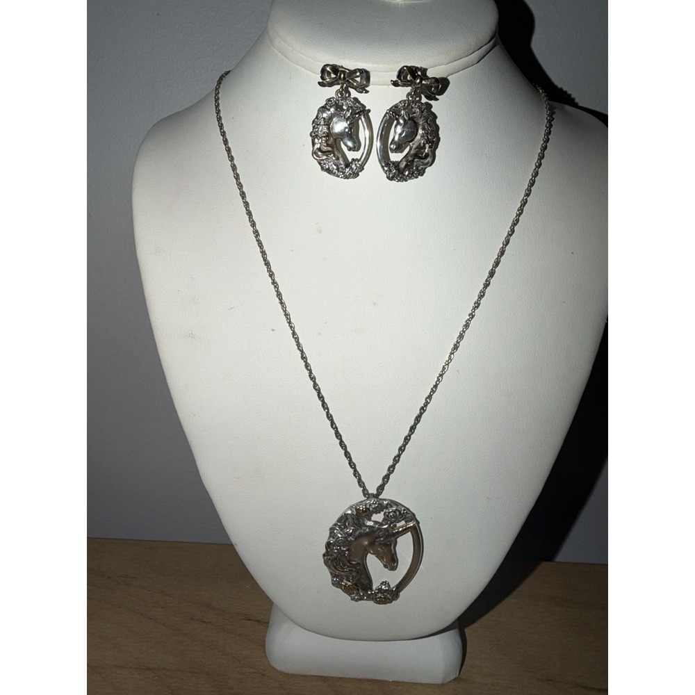 Vintage Gorham Sterling Gold Vermeil Unicorn Bracelet EarringS Necklace Pendant